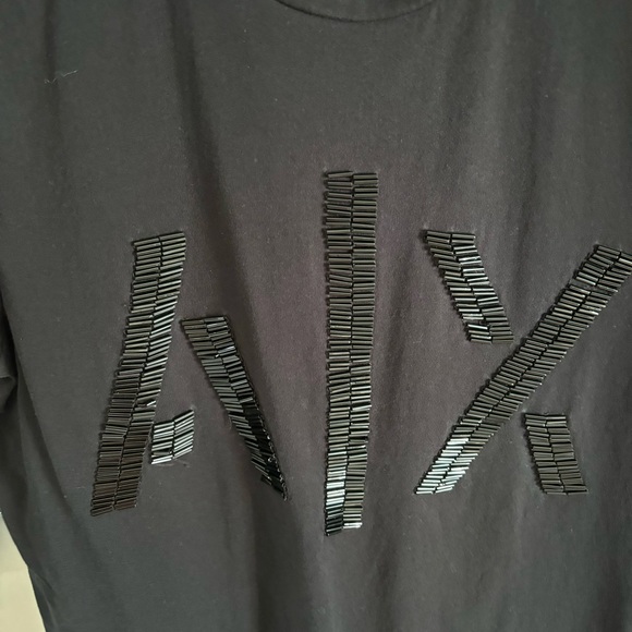 Armani exchange A|X beaded logo t-shirt medium black - Picture 2 of 5